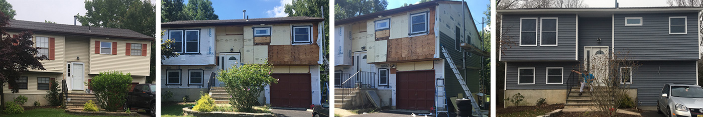 Before, during and after photos of windows and siding job in Jackson, NJ